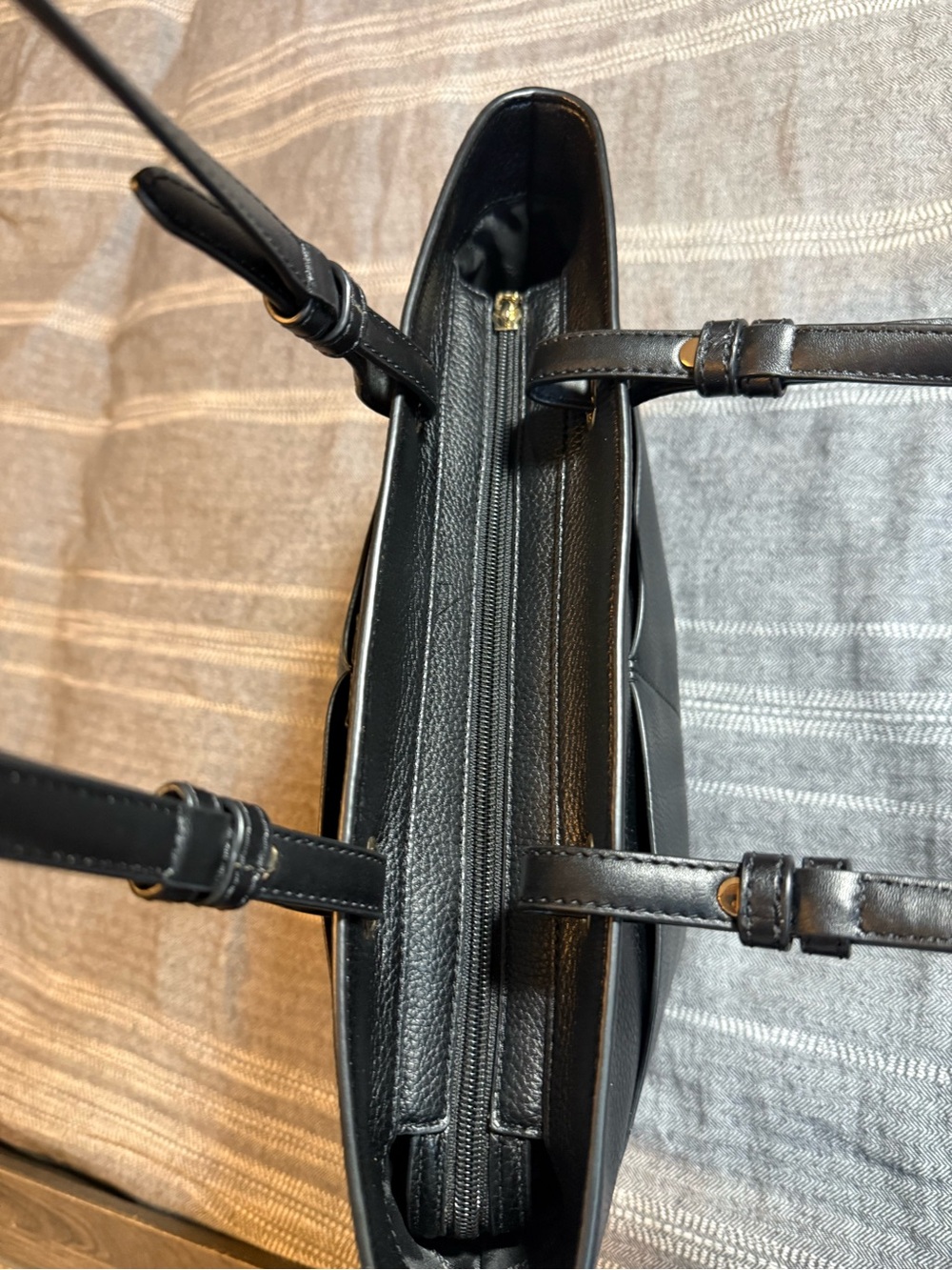 Michael Kors Black Pebbled Leather Tote with Front Pockets - Picture 7 of 10